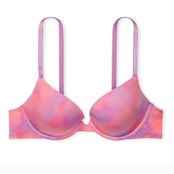 V.S.-2pc(Pink Blur) Wear Everywhere Push Up Bra & Scalloped Thong-40C /S - Picture 3 of 6